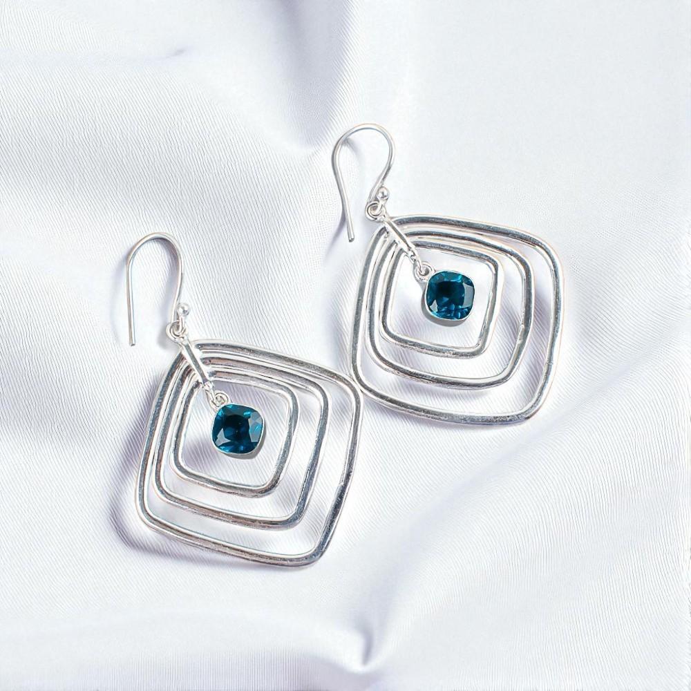 Apatite Gemstone 925 Sterling Silver Jewelry Handmade Drop/Dangle Earrings 2.44" EE-71-7