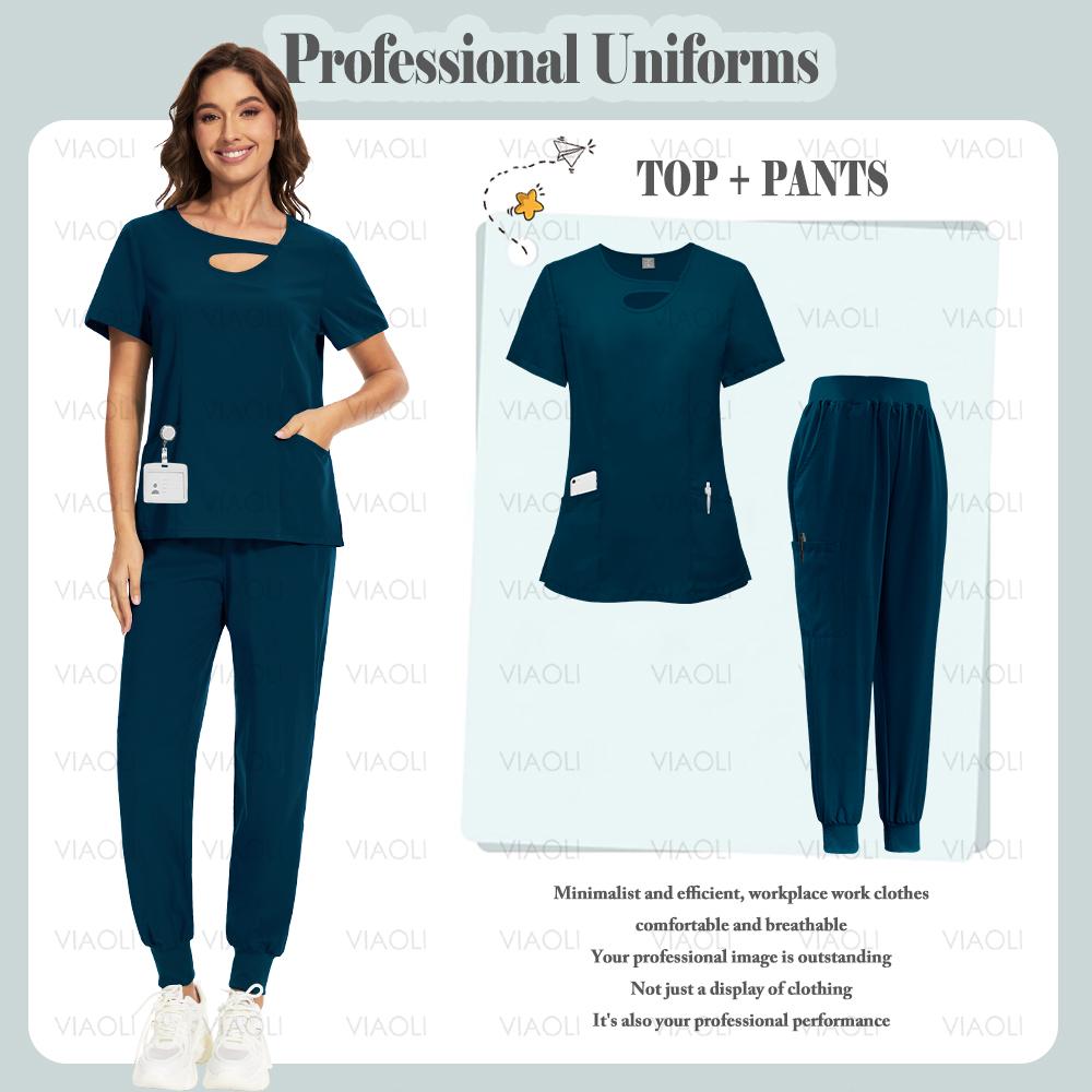 Multicolour Jogger Suit Doctor Nursing Uniform Pocket Top Pants Nurse Scrub Set Medical Clinical Clothes Surgical Uniforms Woman
