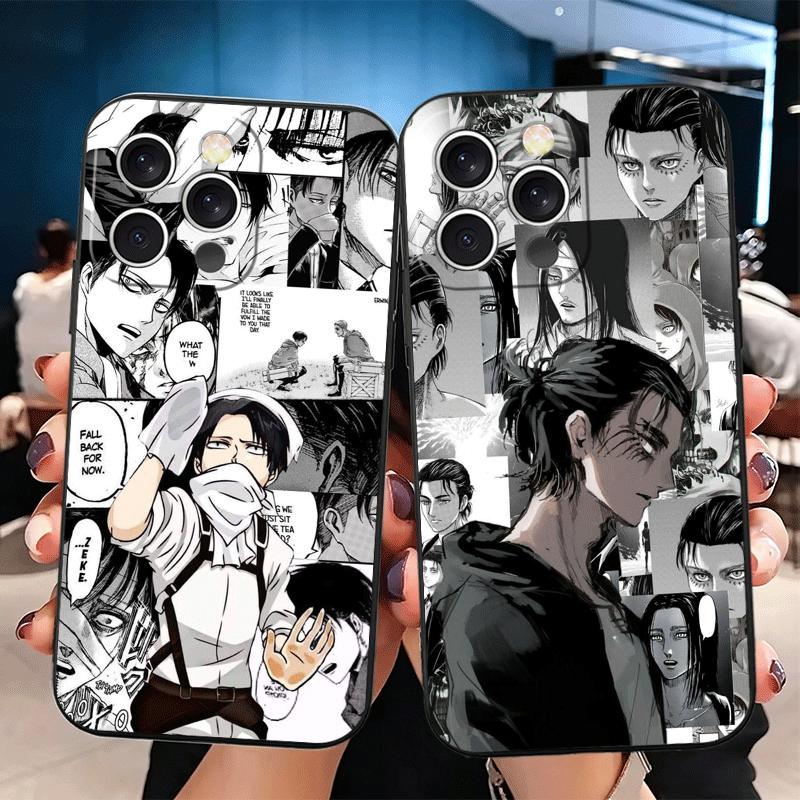 A-Attack On T-Titan Anime Soft Phone Case for iPhone 16 16E 17 Air 15 Pro Max 14 Plus 13 Mini 11 12 7 Black Cover Back Shell