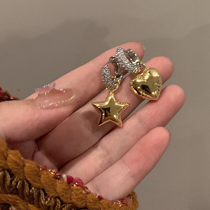 

Геометрическая асимметрия Звезда Сердце Серьги Женские Индивидуальные Ушные Пряжки