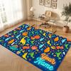 Dinosaur Theme Soft Crystal Velvet Rug Custom Name & Text Print Non Slip Floor Rug for Bedroom Living Room
