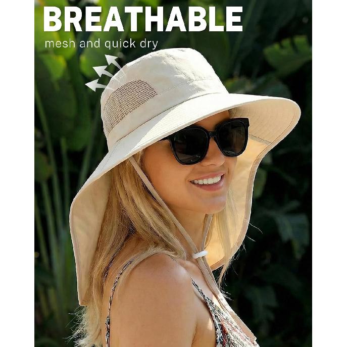 Women Sun Hats UV Protection Wide Brim with Bucket Ponytail Hole | Upf50+,100% Nylon,packable Adjustable Chin Strap,breathable Mesh&waterproof,ideal