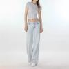 Hüftjeans, Amerikanische Retro-Jeans, Damen Casual Gewaschene Straight-Leg Hose