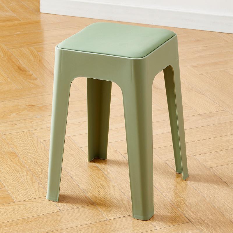 Stackable Non-slip Upholstered Plastic Stool for Dining, Living Room & Storage