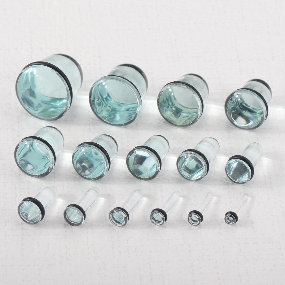 2Pcs/lot Glass Ear Plug And Tunnel 1.6-16mm Ear Dilators Taper Stercher Gauges Single Flare Flesh Expander Body Piercing Jewelry