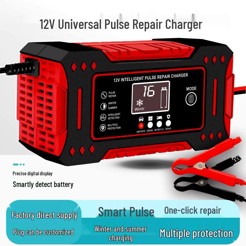 12V Smart-Impulsladegerät für Auto- und Motorrad-Lithiumbatterien