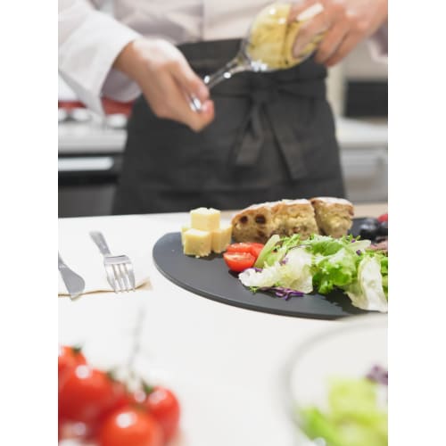 MUAMUA Cutting Board, Black Elastomer, Dishwasher Safe, Round, Premium Heat-Resistant, Antibacterial, Soft, Approx. 30 x 26 cm, Lightweight, Kamaboko