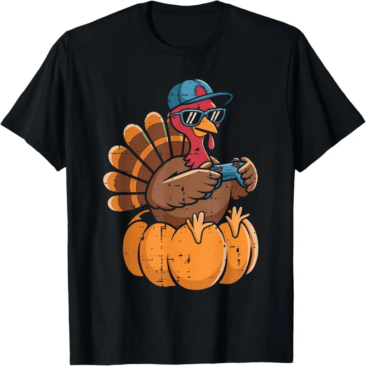 Thanksgiving Gamer Turkey Funny Video Games Boys Teens Kids T-Shirt S