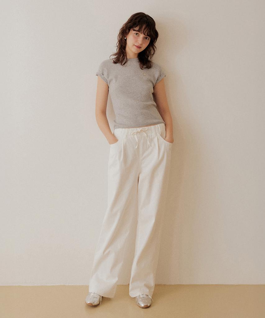 ADAUL Back Label Natural Banding Wide Pants - White