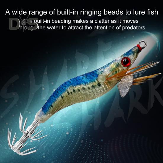 7CM/4.6G Luminous Shrimp Bait with Squid Jig Hook Sinker Realistic Bionic Artificial Lure Saltwater Freshwater Bass Walleye Trout Fishing Accessories