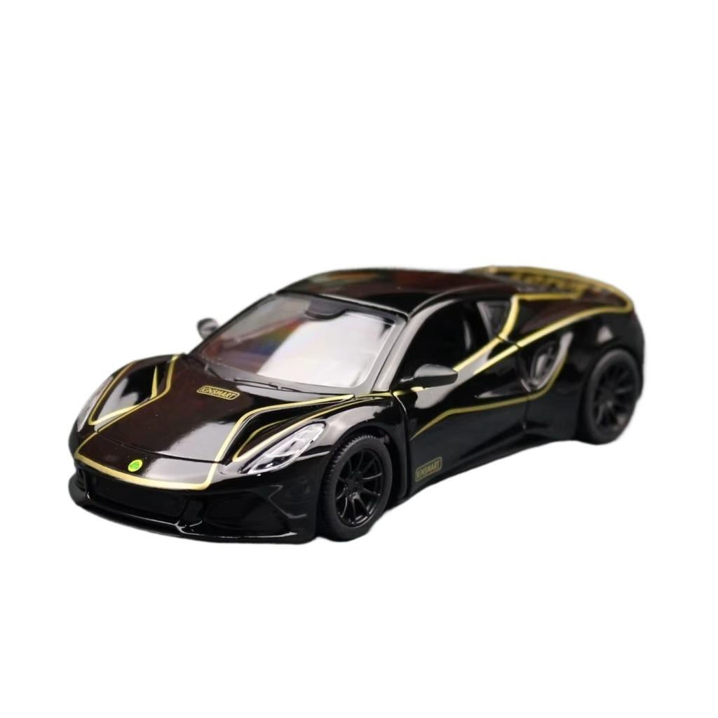 Modèle de voiture miniature 1/34 Lotus Emira Rally Racing en alliage moulé sous pression, véhicule miniature à tirer, collection, cadeau pour enfants garçons