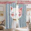 2D flat printing 2pcs Curtain Curtain Smiling Cat in Snow Digital Printed Polyester Drapes Family Party Use for Festive for