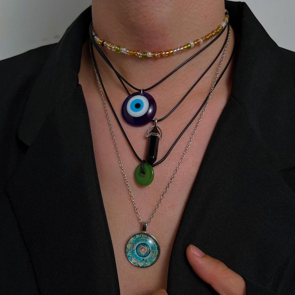 Star & Moon Multi-Layer Alloy Necklace - Hip-Hop Style Portrait Clavicle Chain