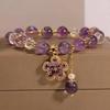 Natural amethyst bracelet with irregular crystals and zirconia, light luxury minimalist style for all-season wear