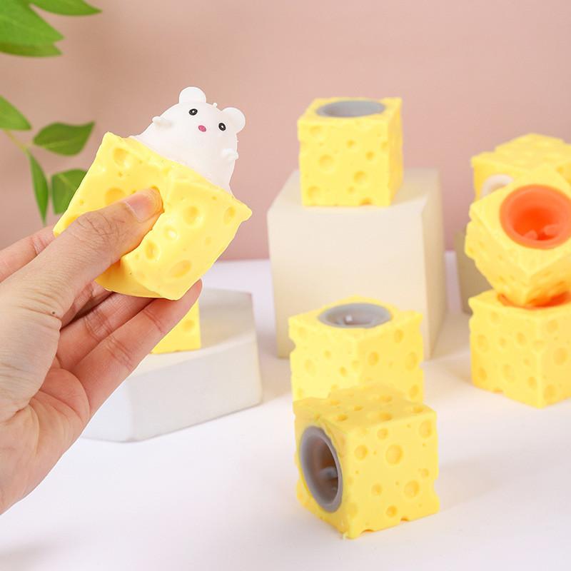 Cheese Mouse Decompression Toy Tpr Soft Material For Anxiety And Focus