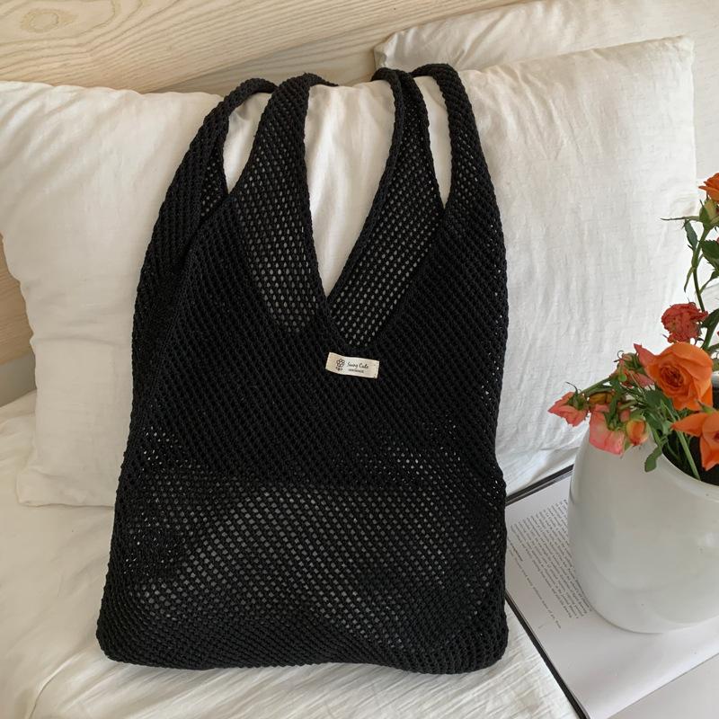 

Yogodlns Laid-back Style Women s Shoulder Bag Hollow Knitting Casual Tote Bag Red Color Trend Soft Large Capacity Crochet Hobo Bags 37x2x36cm чорний