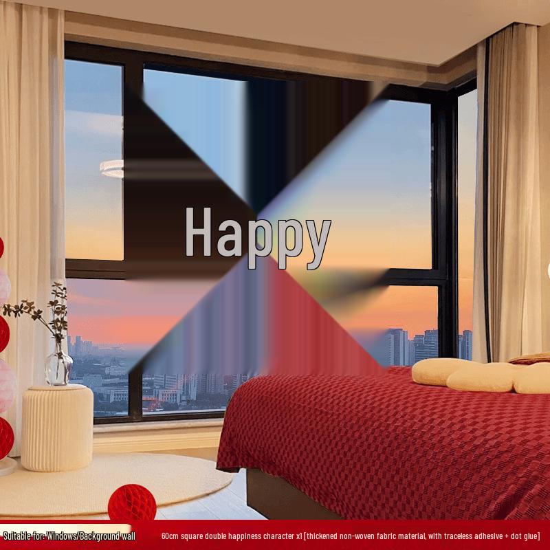 Lot d'autocollants Double Bonheur de Mariage: Décorations de chambre, fenêtre, porte et fiançailles