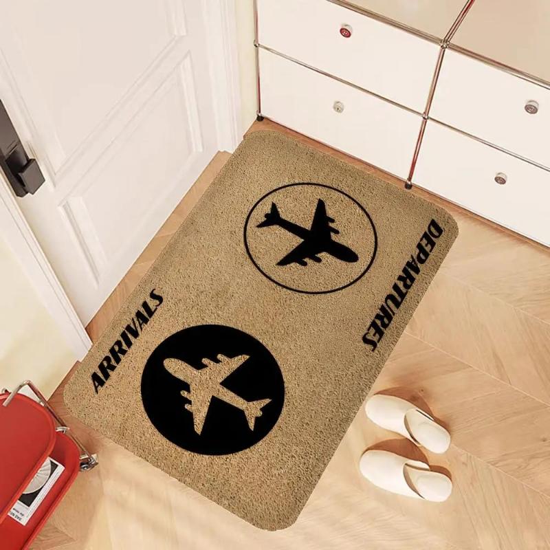 Arrival and Departure Flight Airport Door Mat Washable Non-Slip Living Room Sofa Chairs Area Mat Kitchen Doormat Area Rug