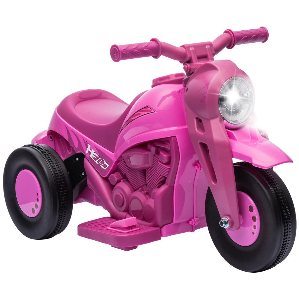 Electric Motorcycle Children 2-5 Years, 3 Wheels, 6 V, 3 Km/h, with Bubble Function, Light and Sound Effects, Pink