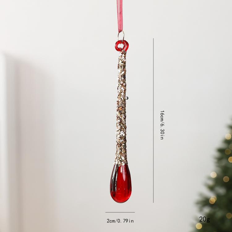 Burgundy Clear Acrylic Christmas Tree Ornament Wine Red & Gold Glitter Hanging Pendant