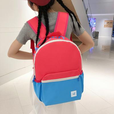 Backpack, High-value Schoolbag for Primary School Students, Contrasting Color Splicing Printing, Solid Color Backpack, New Model.