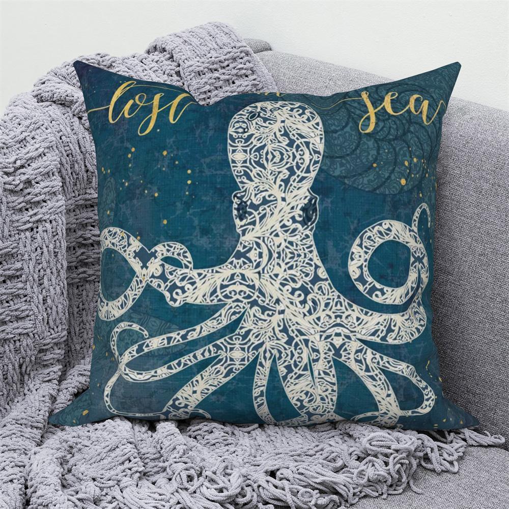 Juste de coussin de canapé bleu, taie d'oreiller, décoration de chambre à coucher, océan, mer, animal
