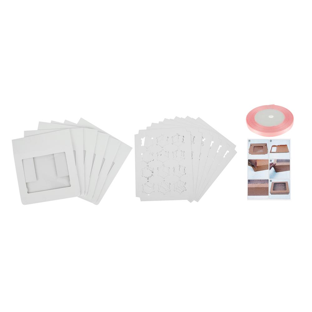 

6/12Pcs Cupcake Packaging Box 12 Holes Cupcake Container with a Roll of Ribbon, Kraft Box with Clear Window for Cupcakes Muffins 32.7x25x9cm