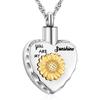 Abooxiu Sunflower Urn Necklace for Ashes Heart Memorial Cremation Jewelry for Ashes Stainless Steel Ashes Necklace Keepsake Urn Pendant - You Are My