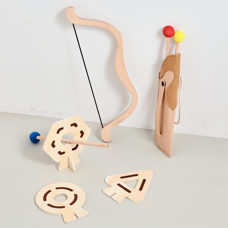 Baby Outdoor Sports Toys with 3 Suction Cup Arrows 3 Targets Kids Bow and Arrow Set Wooden Archery Toy Baby Finger Fine Movement
