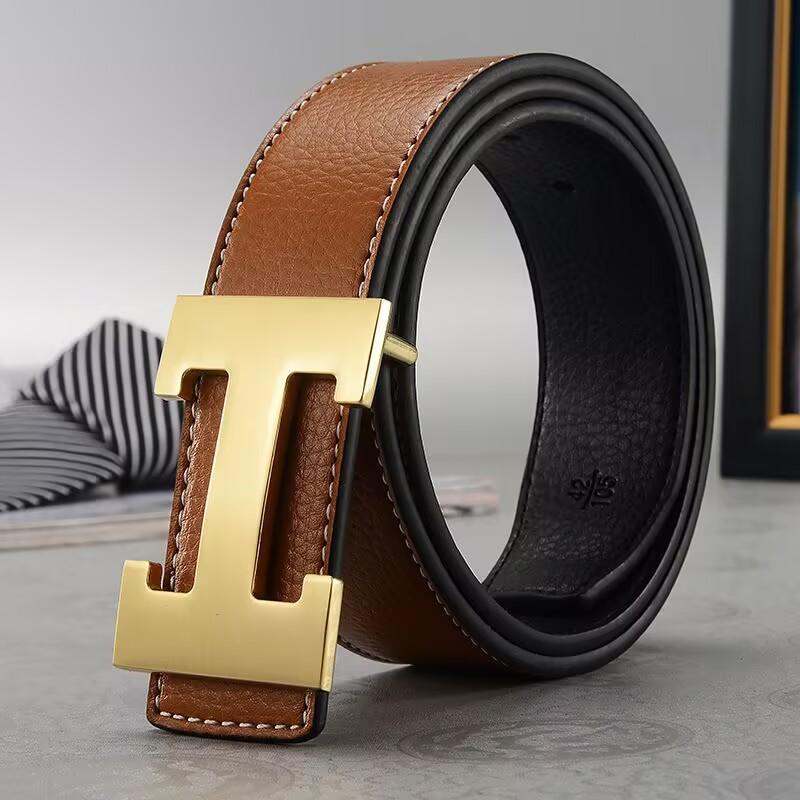 Klassieke Herenleren Riem, Business Casual Tailleband, Letter Trendy Mode Veelzijdige Gesp Riem, Vakantiecadeau
