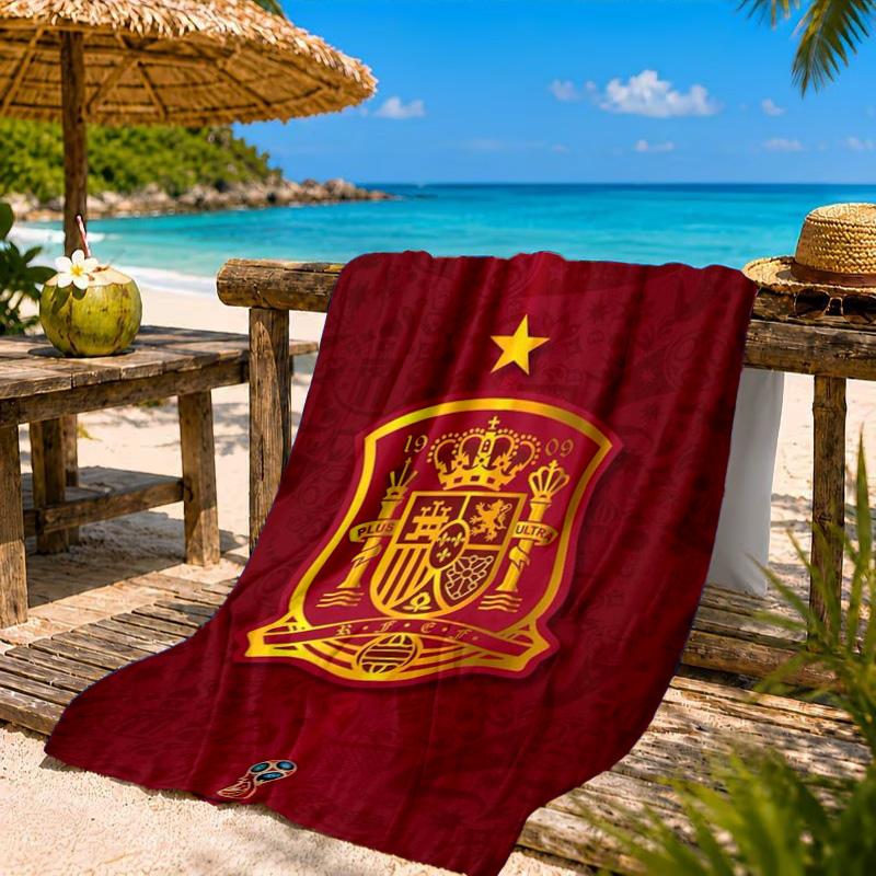 Asciugamano da Spiaggia in Microfibra Stampato con Emblema Nazionale Spagnolo, Morbido e Assorbente, Asciugatura Rapida, Ideale per Viaggi Estivi, Essenziale per la Spiaggia, Piscina
