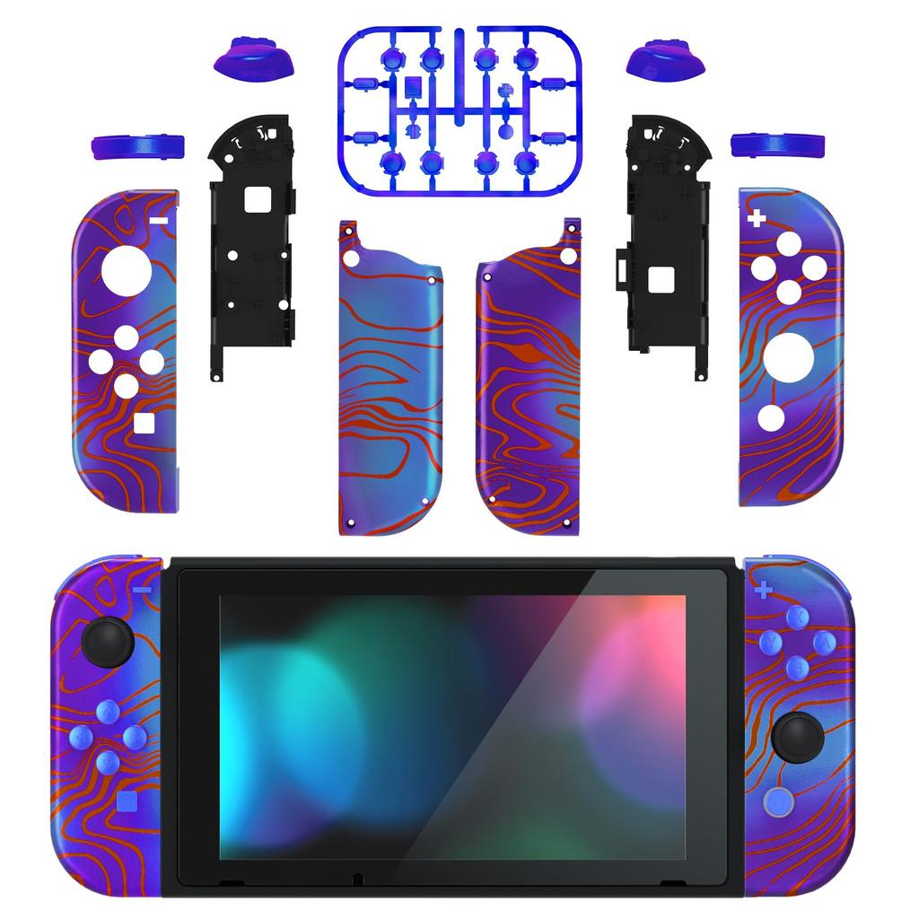 EXtremeRate Ersatzschale für Switch Handheld-Controller Gehäuse für Switch und Switch OLED mit Vollständigem Satz DIY-Ersatzgehäuse für Switch