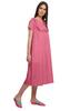 Moomaya Solid Short Sleeve Nightdress For Ladies Button Placket Nightwear