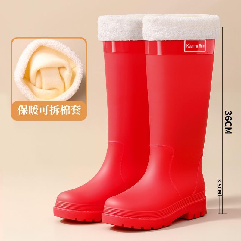 Women's extra high cm medium and big red rubber shoes wedding shoes women's shoes urban commuter water shoes sweet sa long tube rain shoes
