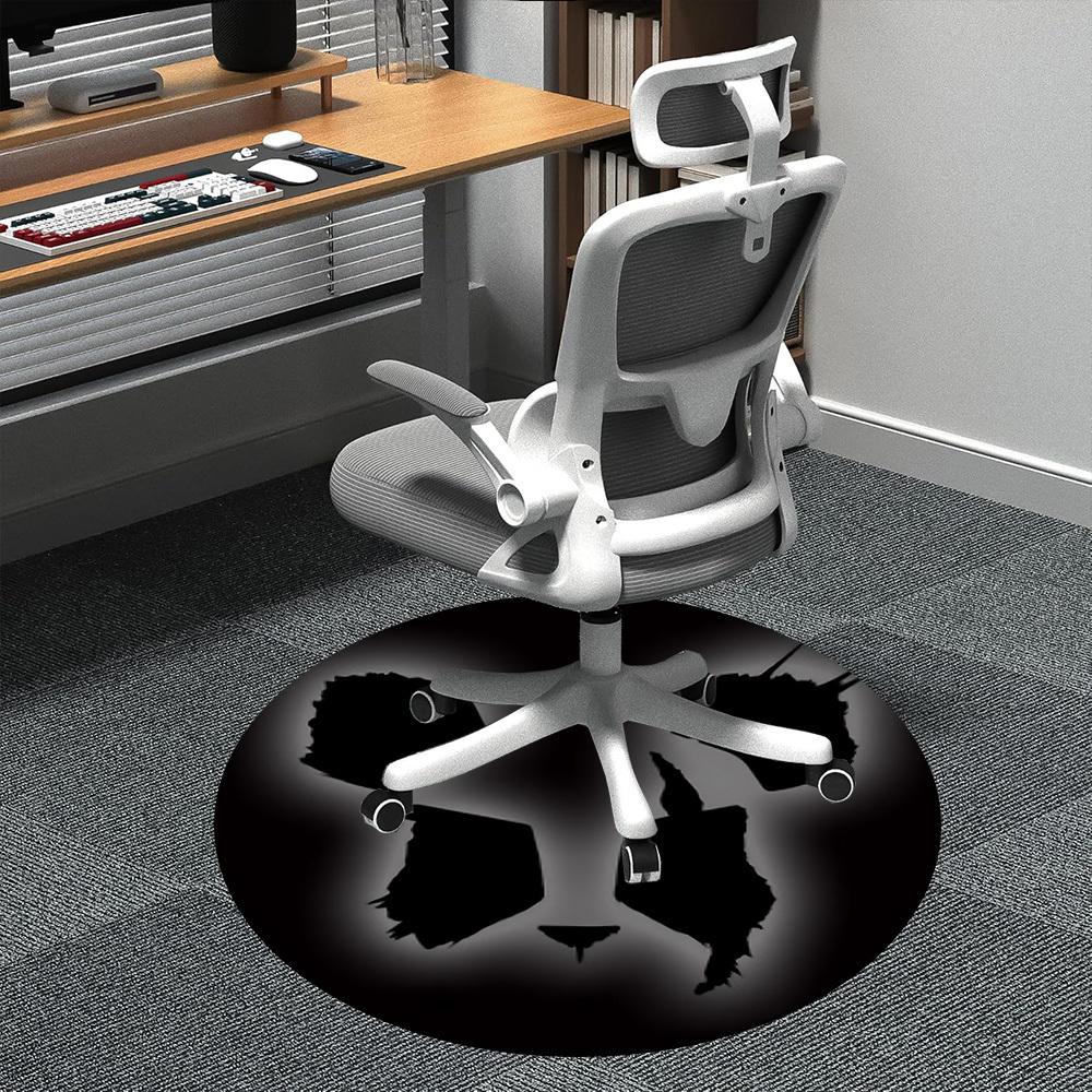

1pc Panda Black Office Round Area Rug, Indoor Mat Suitable ForOffice, Under Office Chairs Bedroom Living Room Home Decor D013 80cm by 80cm