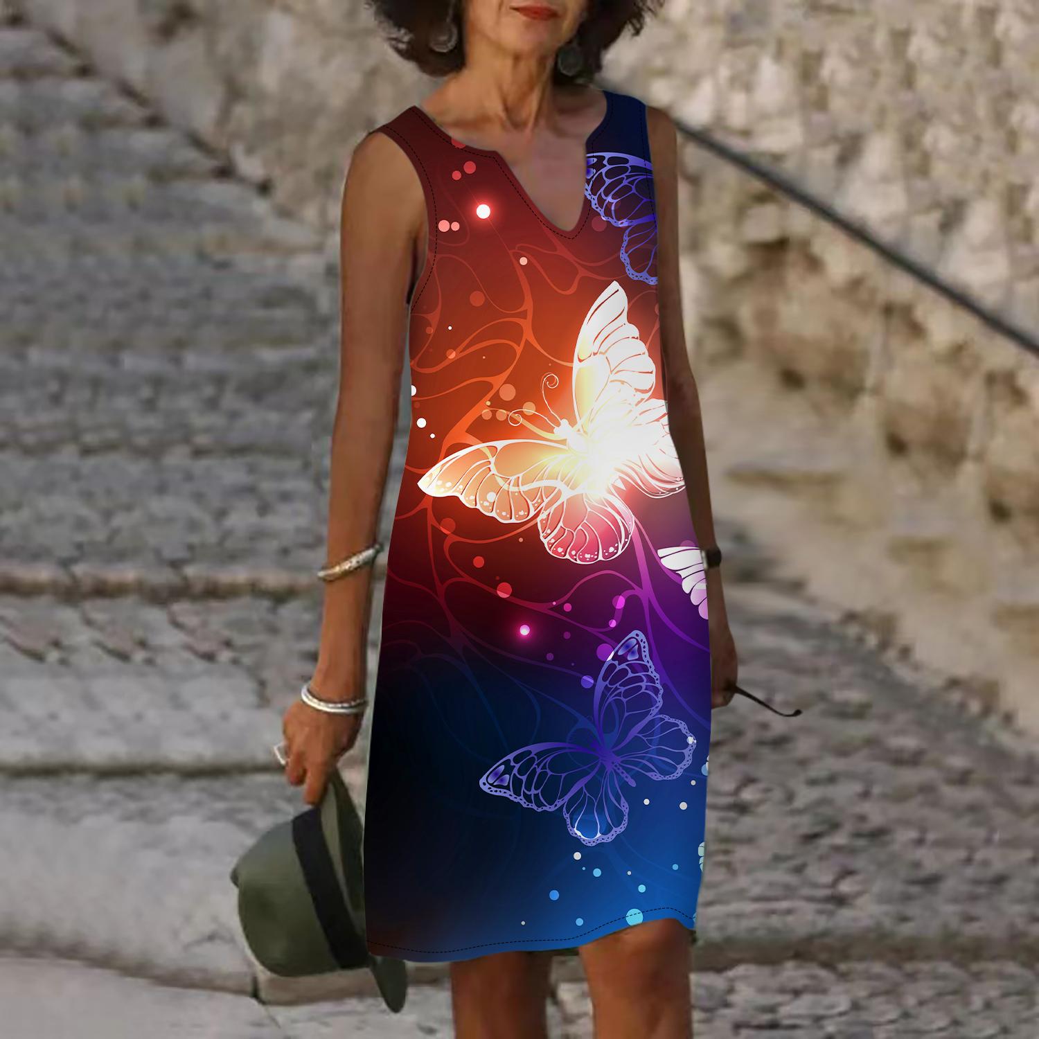 Женское летнее фиолетовое платье с V-образным вырезом и кристаллами и бабочкой — фото 2