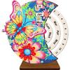 Diamond Painting Unique Wooden Rotating Calendar Perpetual Calendar with Rotating Month Day Week Desk Decor for Home and Office