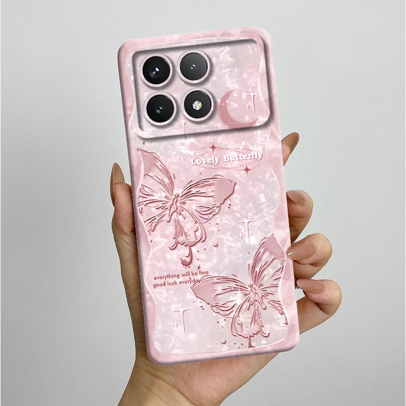 Shockproof Phone Case for Xiaomi Poco X6 Pro 5G Redmi K70E Pretty Butterfly Flowers Soft TPU Shell Poco X6Pro Bumper Back Cover