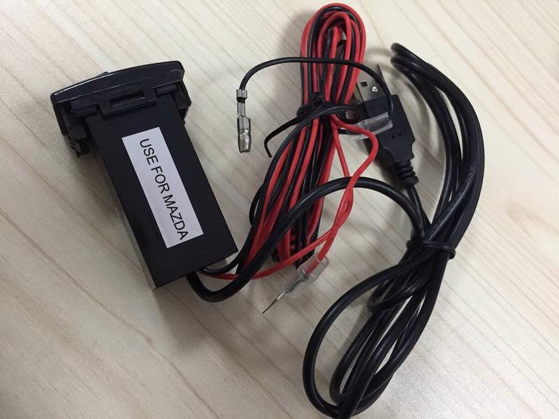 USB Car Charger Port with Audio Interface for Mazda, 35x23mm