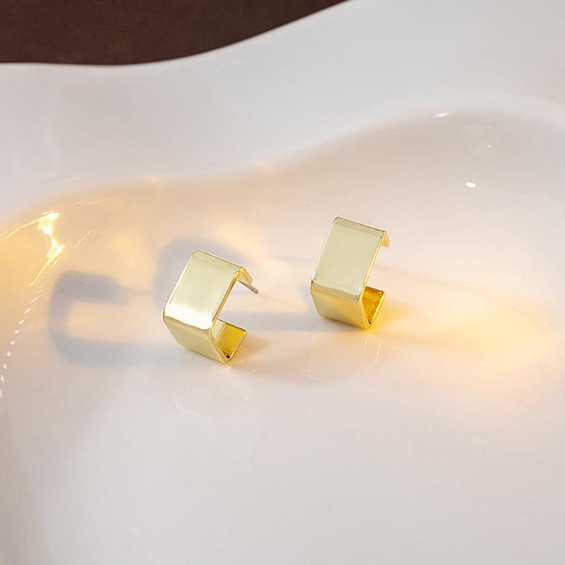 Simple And Small Daily Commuting Square Stud Earrings, High-End Metal Brushed Square Earrings, Light Luxury Earrings.