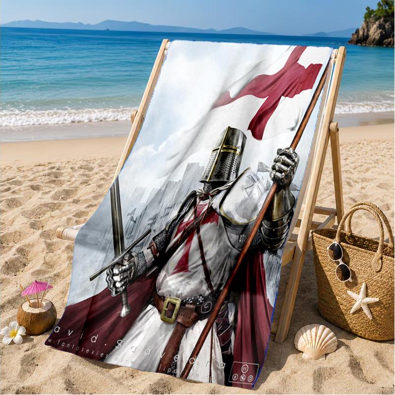 Knightly Warrior In Armor Beach Towel, Microfiber Beach Towel, Perfect For Pool, Beach, Travel, Home Decor Beach Party Fan Gifts