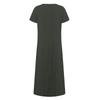 Women's Summer Fashion Casual Solid Color Short-sleeved Round Neck Pocket Loose Cotton And Linen Dress