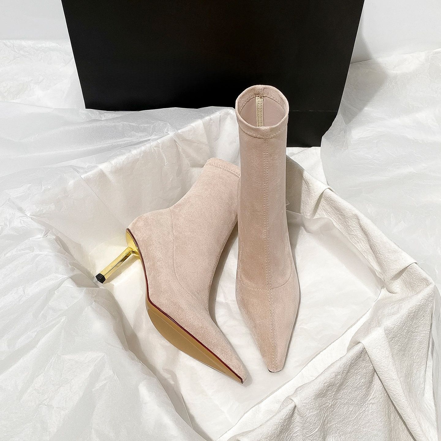 Skinny pointed thin boots Skinny medium tube College style heightening high heels Women s versatile fashion Winter temperament 35