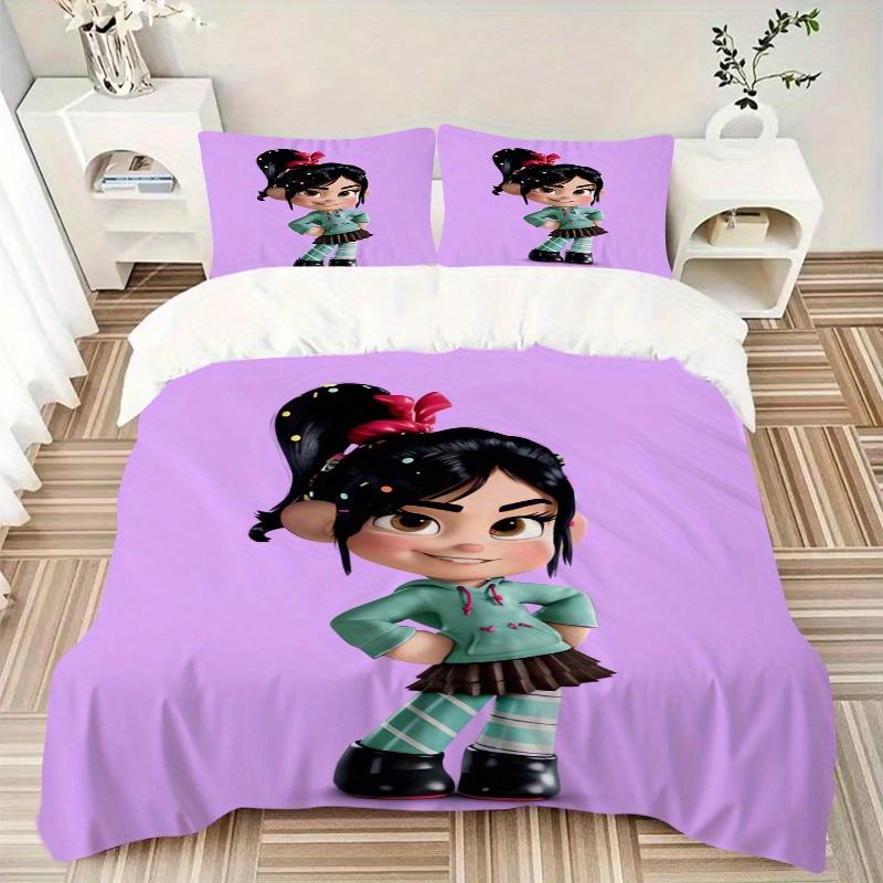 3pcs Cute Vanellope Bedding Set - Includes 1 Quilt Cover and 2 Pillowcases, Comfortable Bedding with Stylish Design for Bedroom, Machine Washable