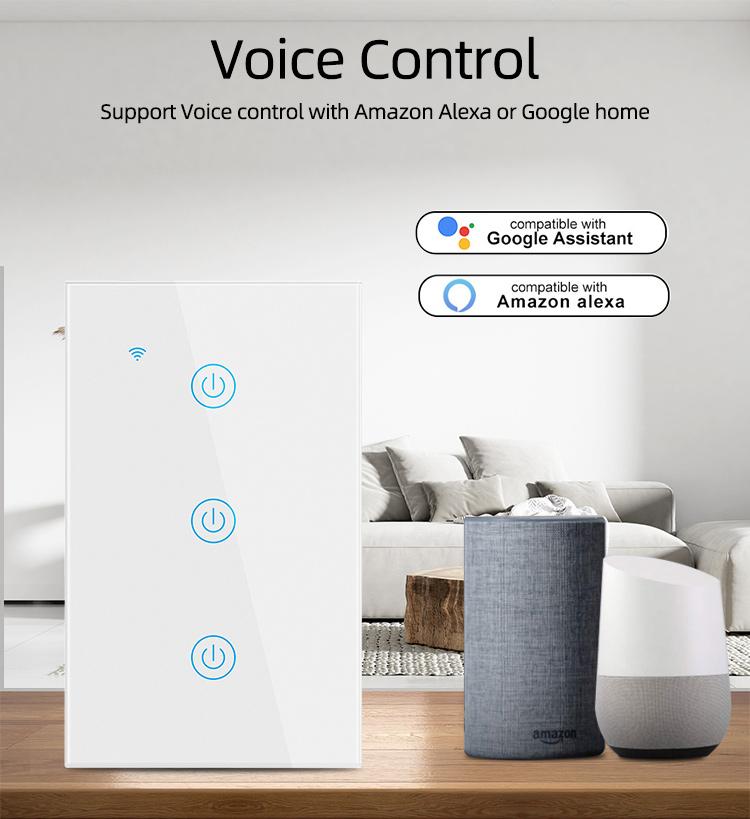 For Zigbee 2 Gang Smart Tempered Glass Wall Touch Panel Switch Remote Control 10A ABS Neutral Light Power Switch Alexa/Google
