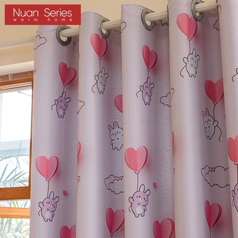 1 szt. 70-80% Zaciemniające Różowe Krótkie Zasłony do Pokoju Dziewczynki z Kreskówkowym Nadrukiem do Sypialni Salonu Dekoracja Domu Seria Nuan