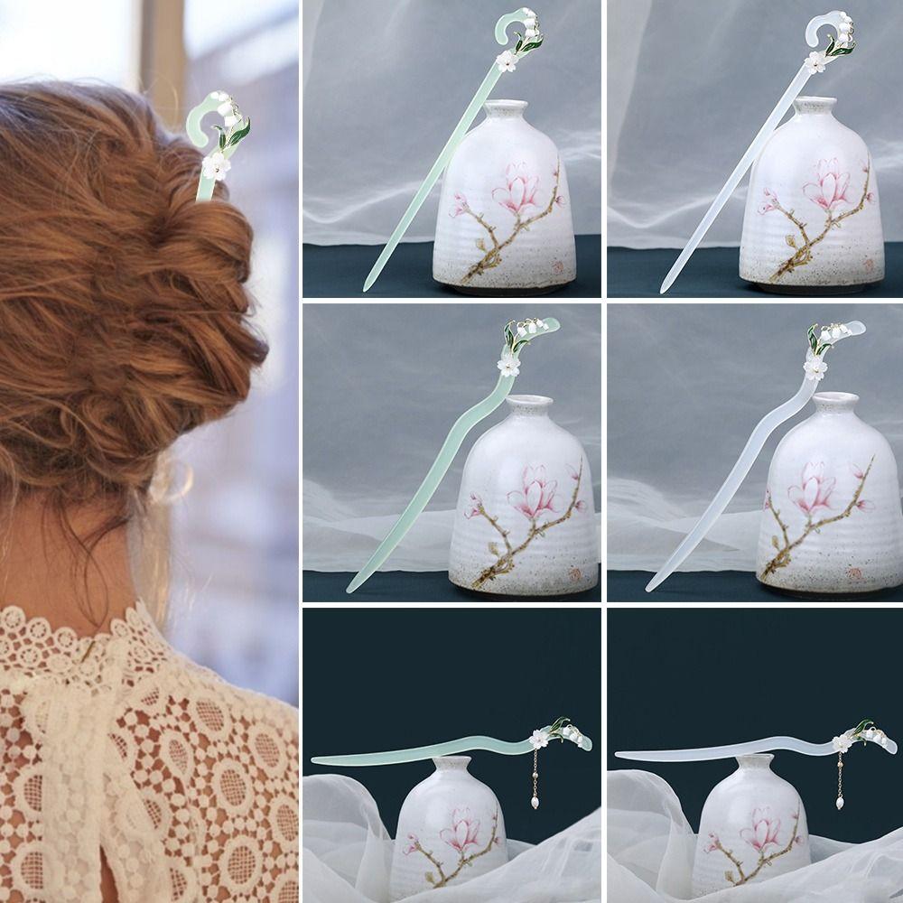 

Головные уборы из смолы Простая заколка для волос Пучок волос Ханьфу Палочка для волос Цветы Форма с кисточкой Застежка для волос