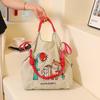 Japanese Style Handmade Waterproof Nylon Canvas Bag with Embroidered Patterns, Large Capacity