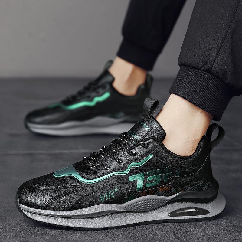 Summer New Men's Shoes Retro Men's Leather Sports Running Shoes Student Casual Waterproof Tooling Dad Shoes