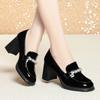Nuevos Zapatos de Mujer, Punta Cuadrada, Elegantes y Bonitos, Tacón Grueso, Charol, Plataforma Impermeable, Tacones Altos, Zapatos de Cuero para Mujer